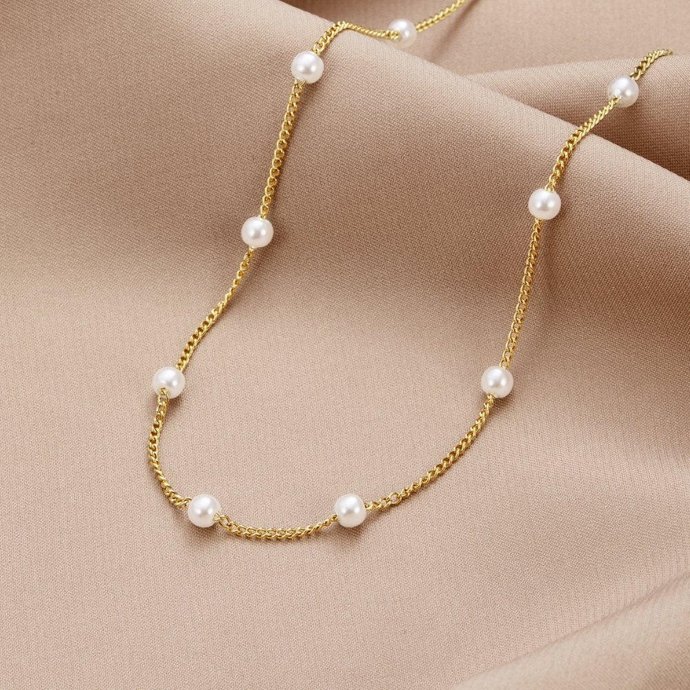 Nura Pearl-Effect Bead Gold-Tone Necklace