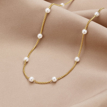 Nura Pearl-Effect Bead Gold-Tone Necklace