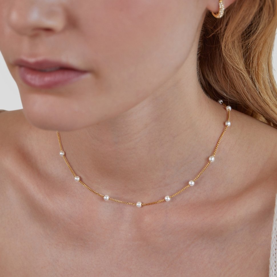 Nura Pearl-Effect Bead Gold-Tone Necklace