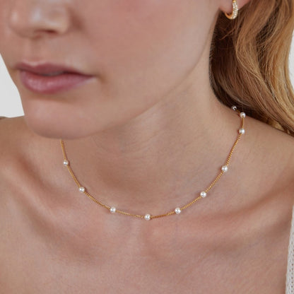 Nura Pearl-Effect Bead Gold-Tone Necklace