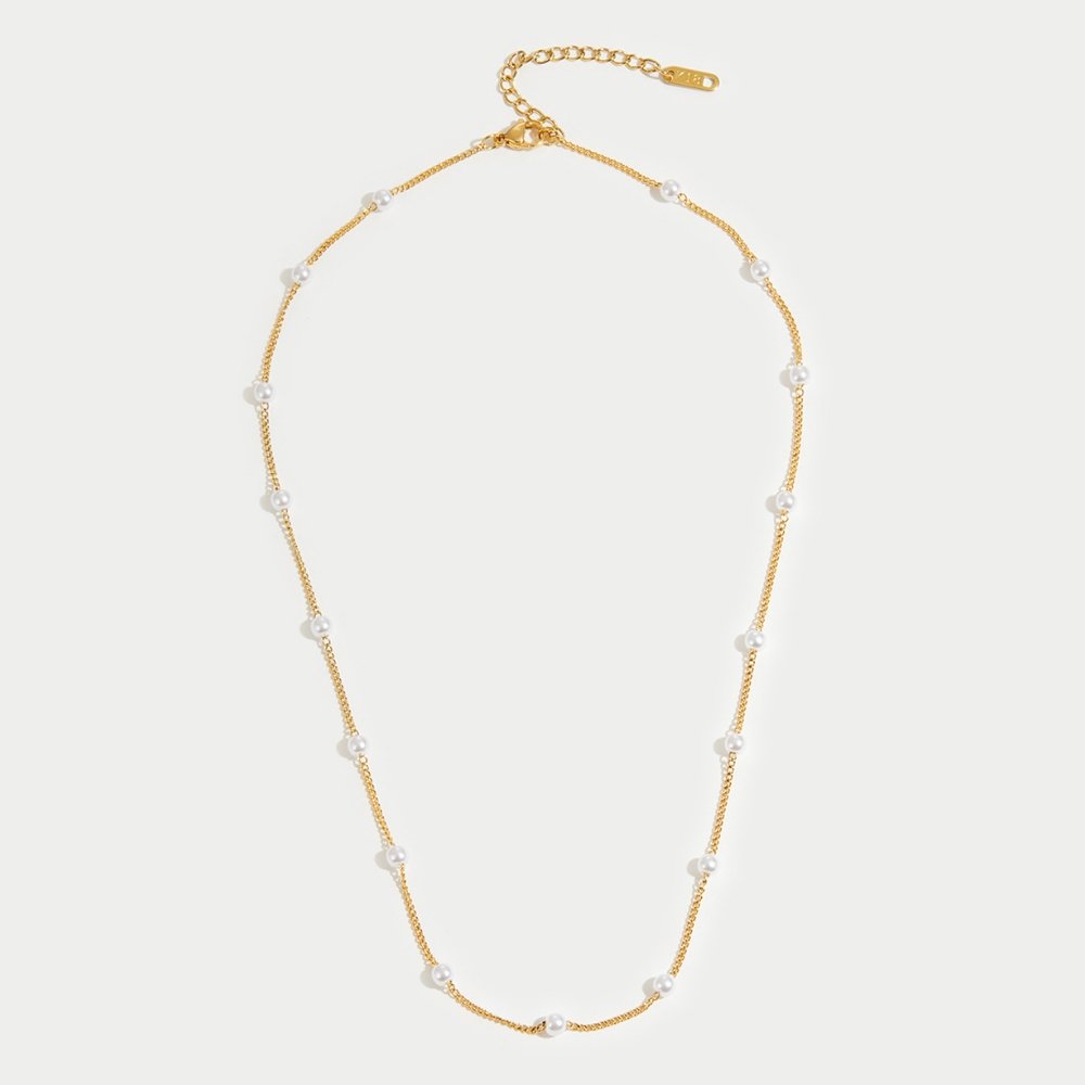 Nura Pearl-Effect Bead Gold-Tone Necklace