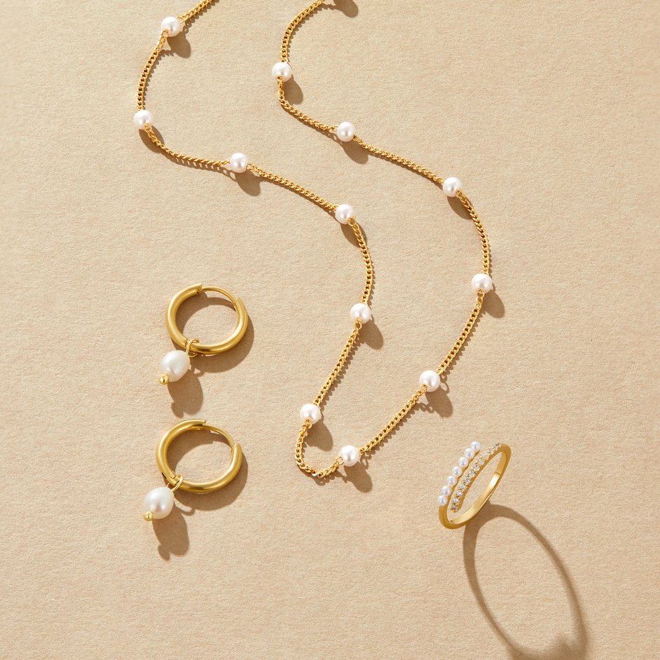 Nura Pearl-Effect Bead Gold-Tone Necklace
