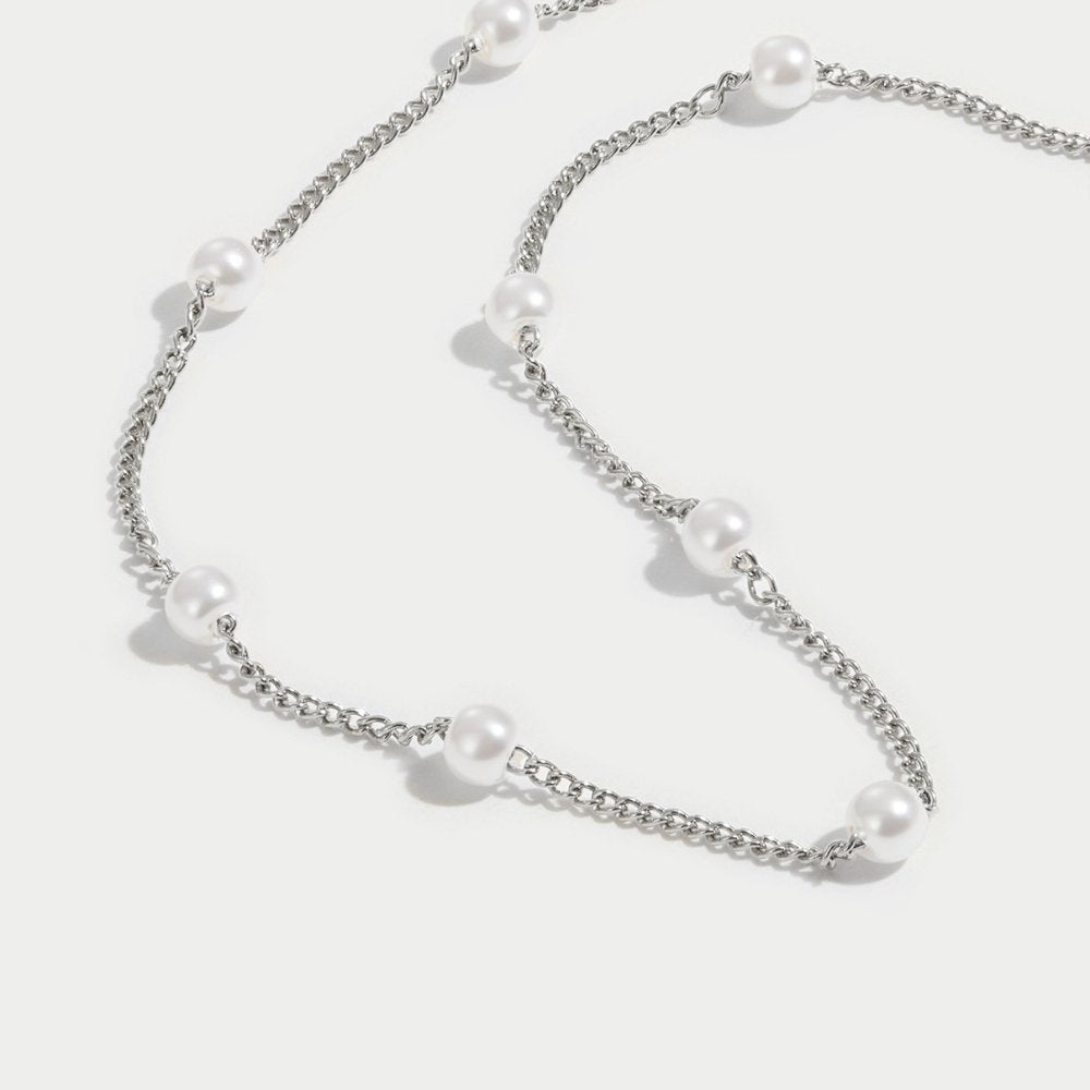 Nura Pearl-Effect Bead Silver-Tone Necklace