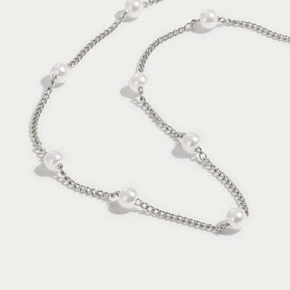 Nura Pearl-Effect Bead Silver-Tone Necklace