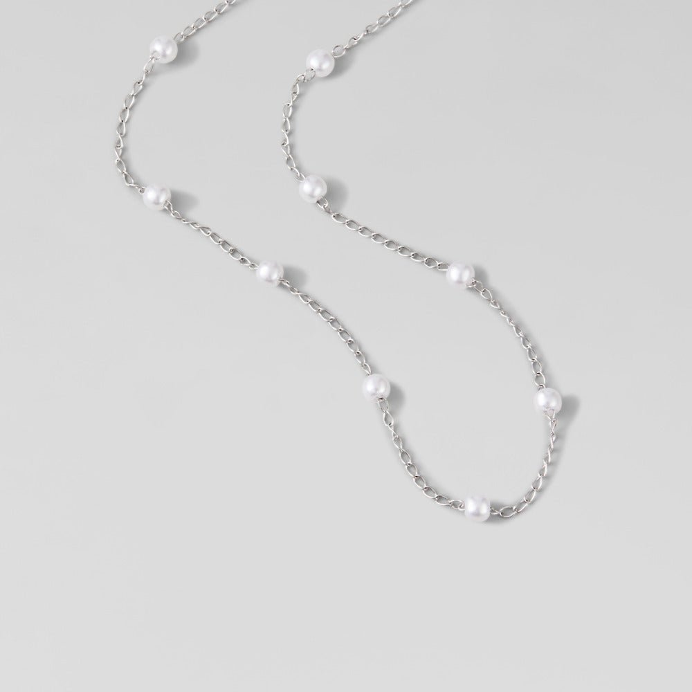 Nura Pearl-Effect Bead Silver-Tone Necklace