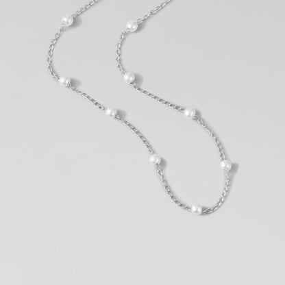 Nura Pearl-Effect Bead Silver-Tone Necklace