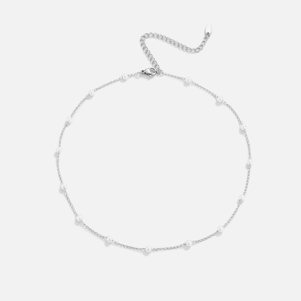 Nura Pearl-Effect Bead Silver-Tone Necklace
