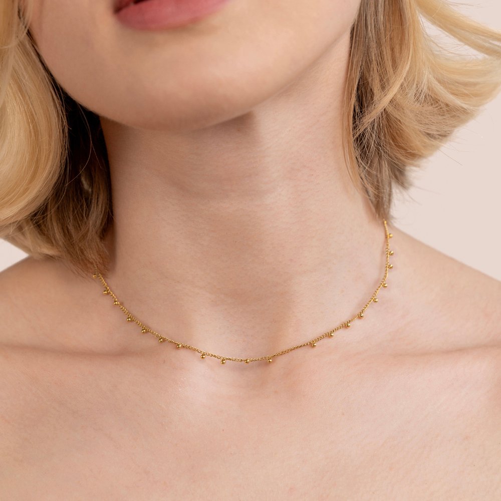 Nylah Small Bead Detail Slim Chain Necklace