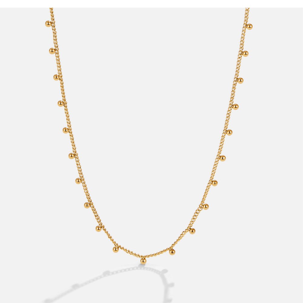 Nylah Small Bead Detail Slim Chain Necklace