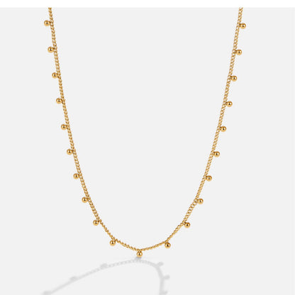 Nylah Small Bead Detail Slim Chain Necklace