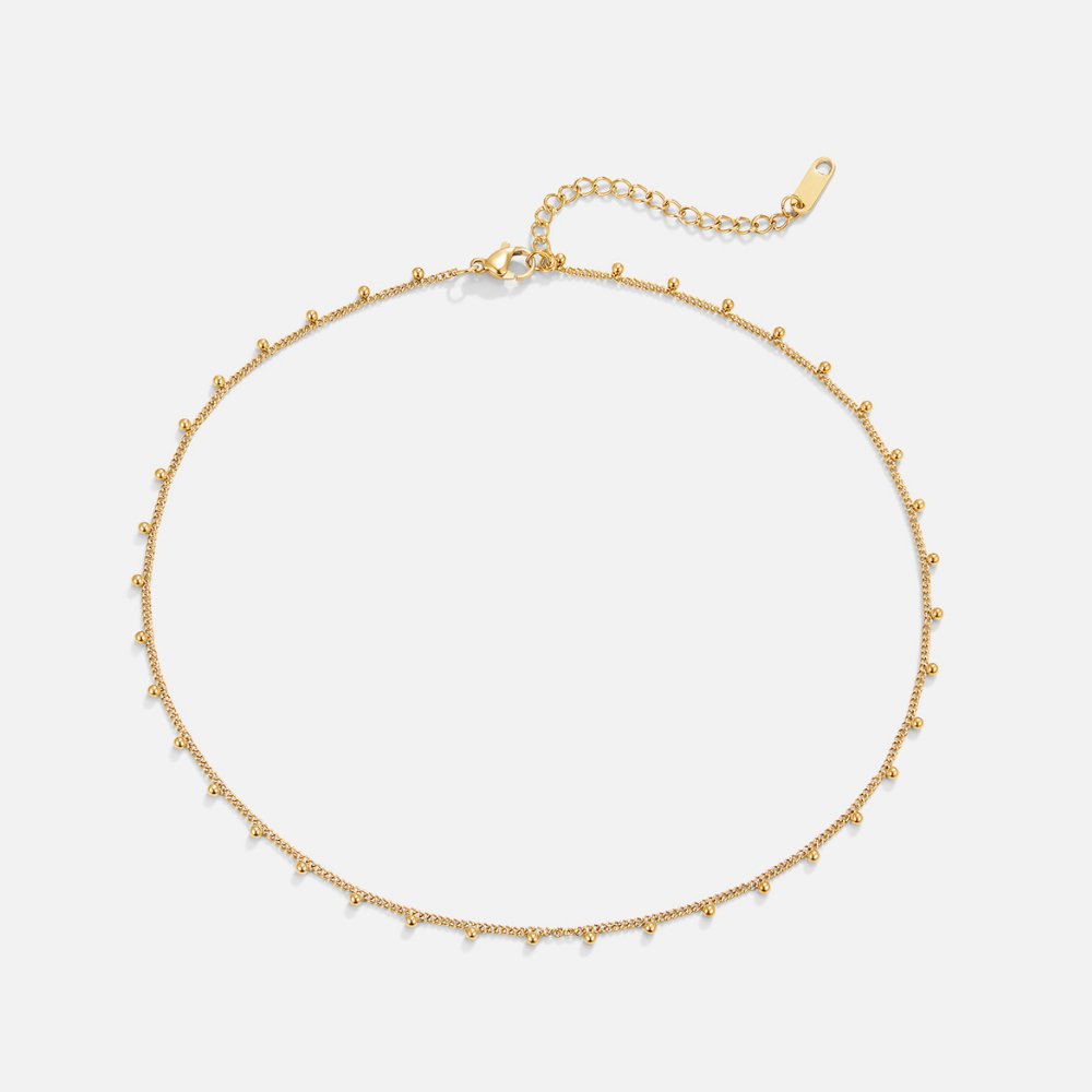 Nylah Small Bead Detail Slim Chain Necklace