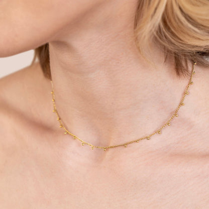 Nylah Small Bead Detail Slim Chain Necklace