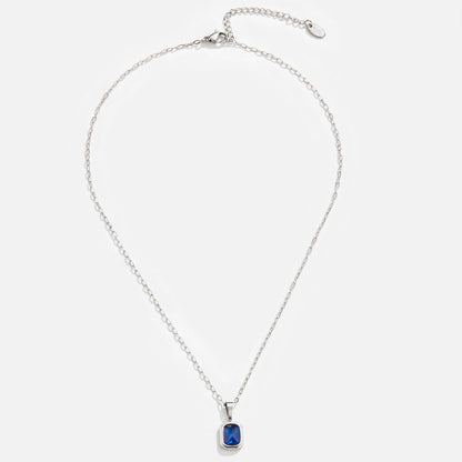 Silver-Tone Sea Blue Stone Pendant Necklace