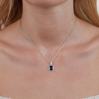Silver-Tone Sea Blue Stone Pendant Necklace