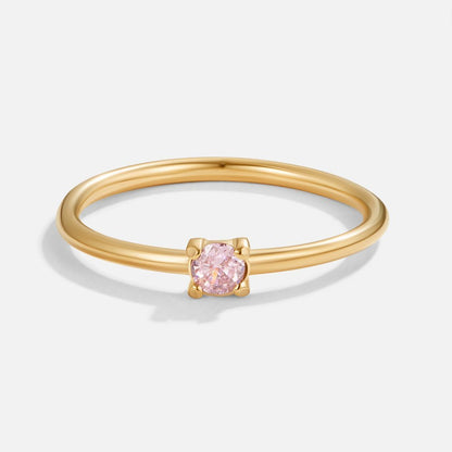 Opal-Effect October Birth Month Gold-Tone Ring