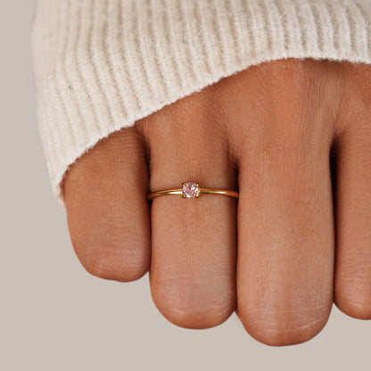 Opal-Effect October Birth Month Gold-Tone Ring