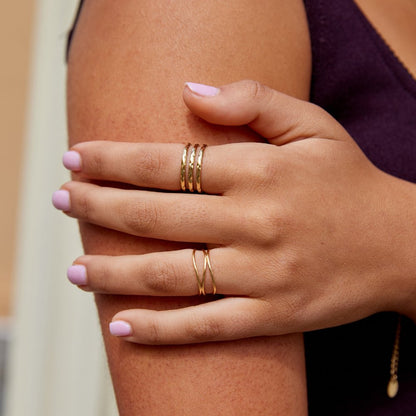 Ohio Stacked Multi-Band Ring in Gold-Tone