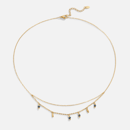 Olivia Blue Teardrop Bead Fine Chain Necklace