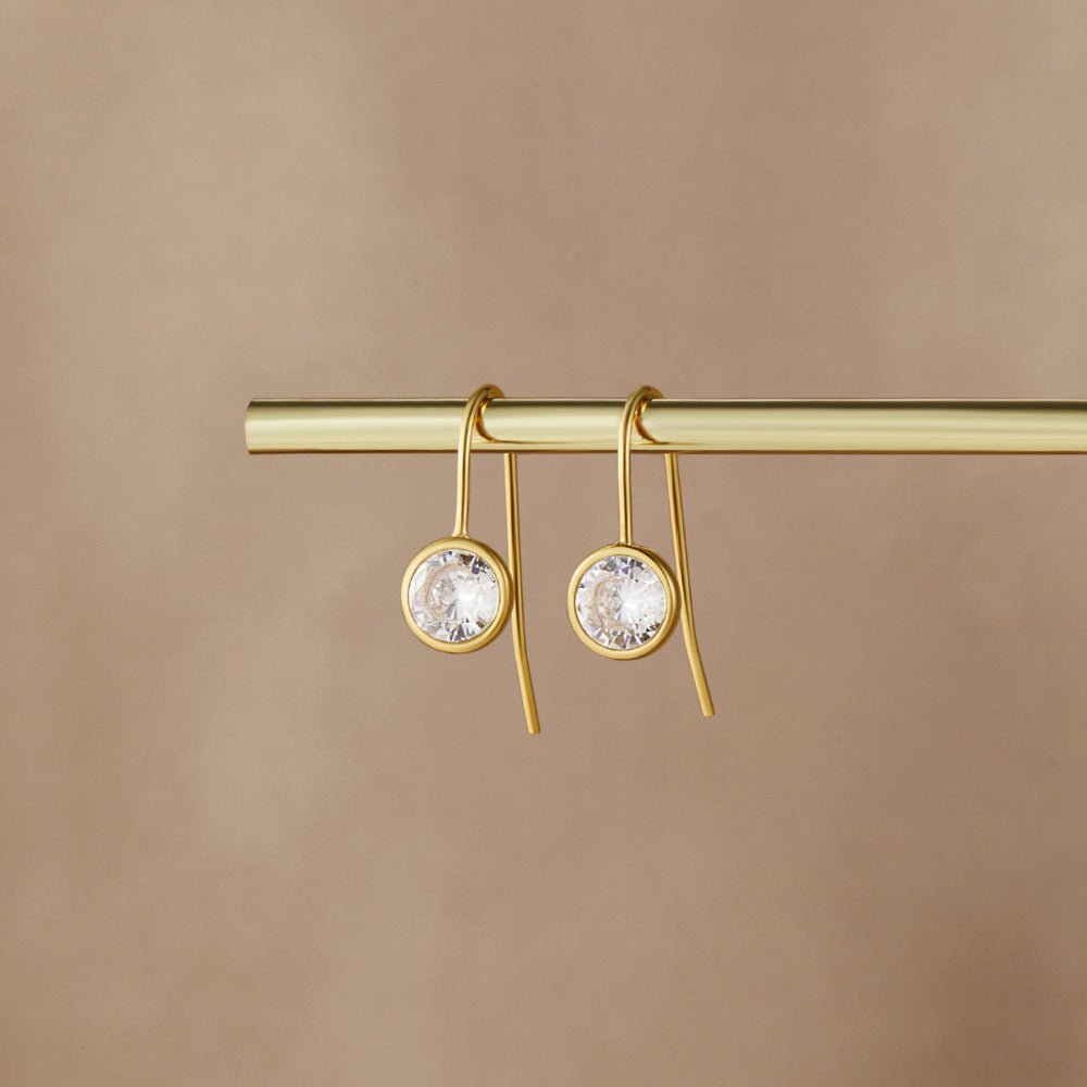 Olivia Slender Single Crystal Drop Earrings