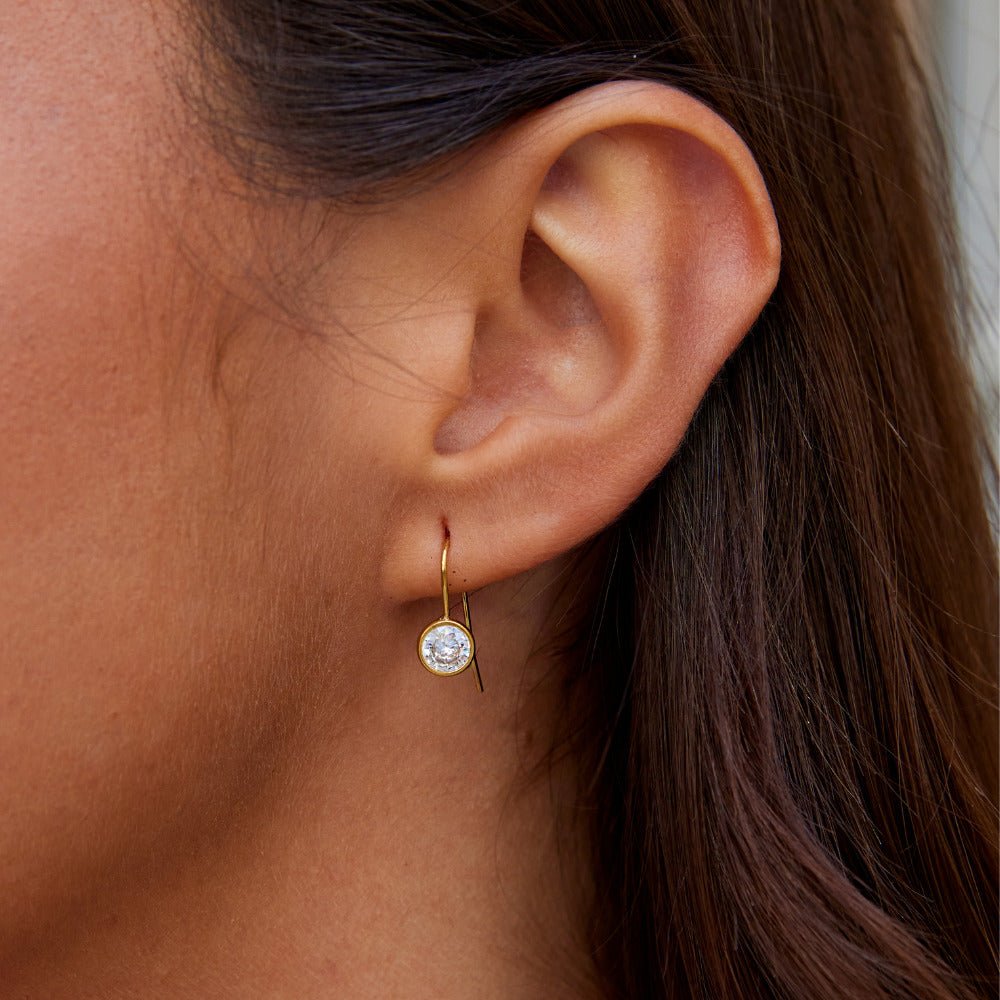 Olivia Slender Single Crystal Drop Earrings