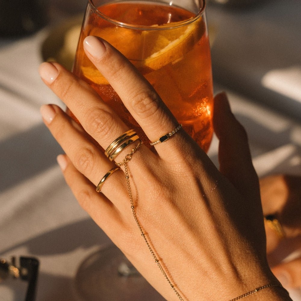 Jet Black Crystal Dark Finish Slim Band Ring