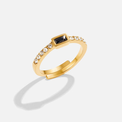 Jet Black Crystal Dark Finish Slim Band Ring