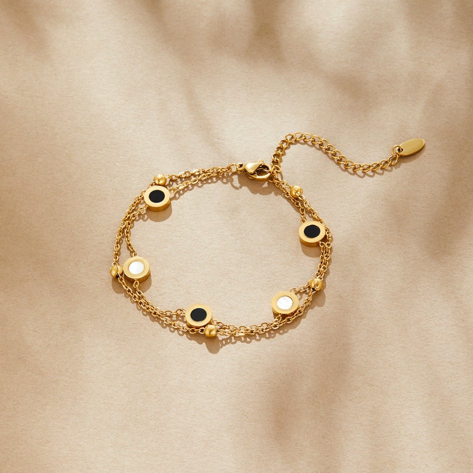Monochrome Black and White Bead Bracelet