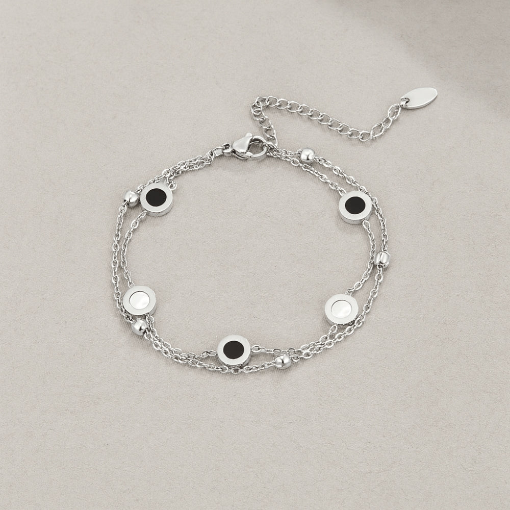 Monochrome Stone Silver-Tone Bracelet