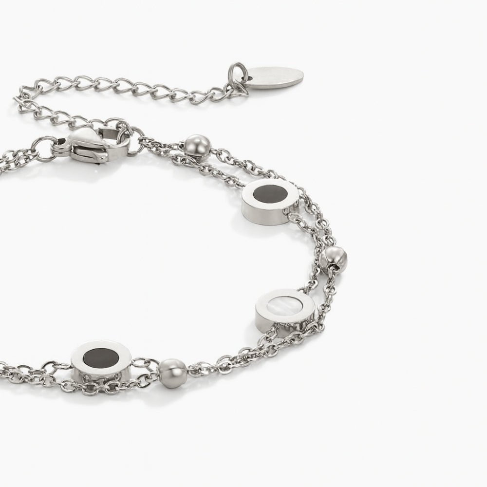 Monochrome Stone Silver-Tone Bracelet