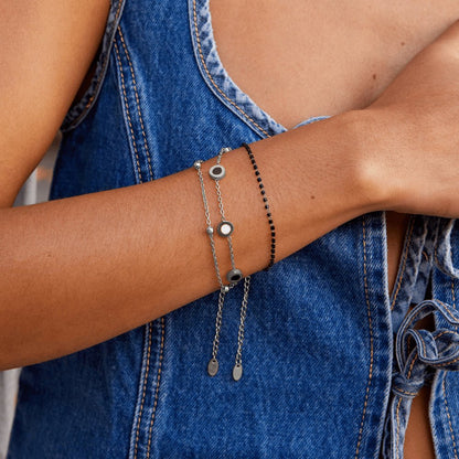 Monochrome Stone Silver-Tone Bracelet