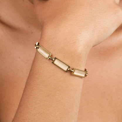 Milky Baguette Stone Gold-Tone Bracelet