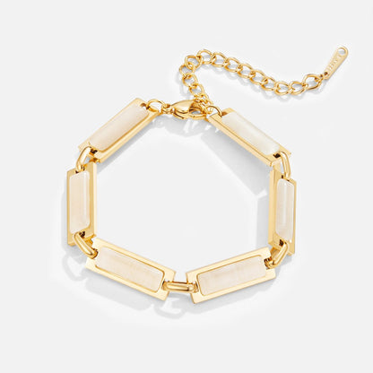 Milky Baguette Stone Gold-Tone Bracelet
