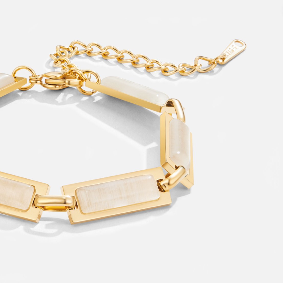 Milky Baguette Stone Gold-Tone Bracelet