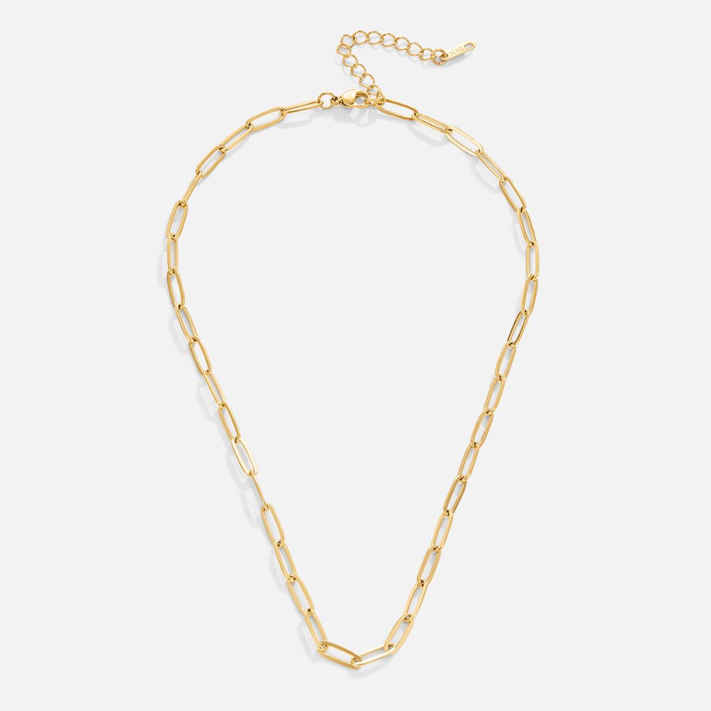 Elongated Link Gold-Tone Chain Necklace