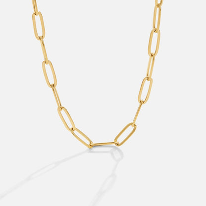 Elongated Link Gold-Tone Chain Necklace