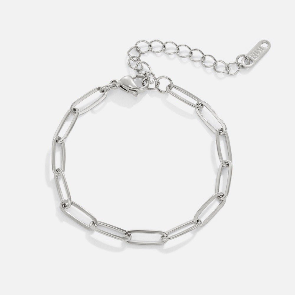 Elongated Paperclip Silver-Tone Bracelet