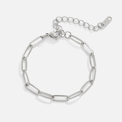 Elongated Paperclip Silver-Tone Bracelet