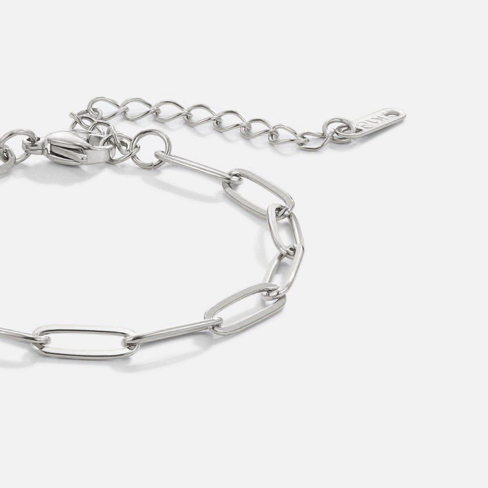 Elongated Paperclip Silver-Tone Bracelet