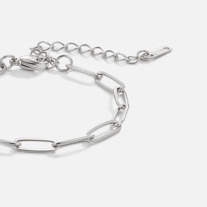 Elongated Paperclip Silver-Tone Bracelet