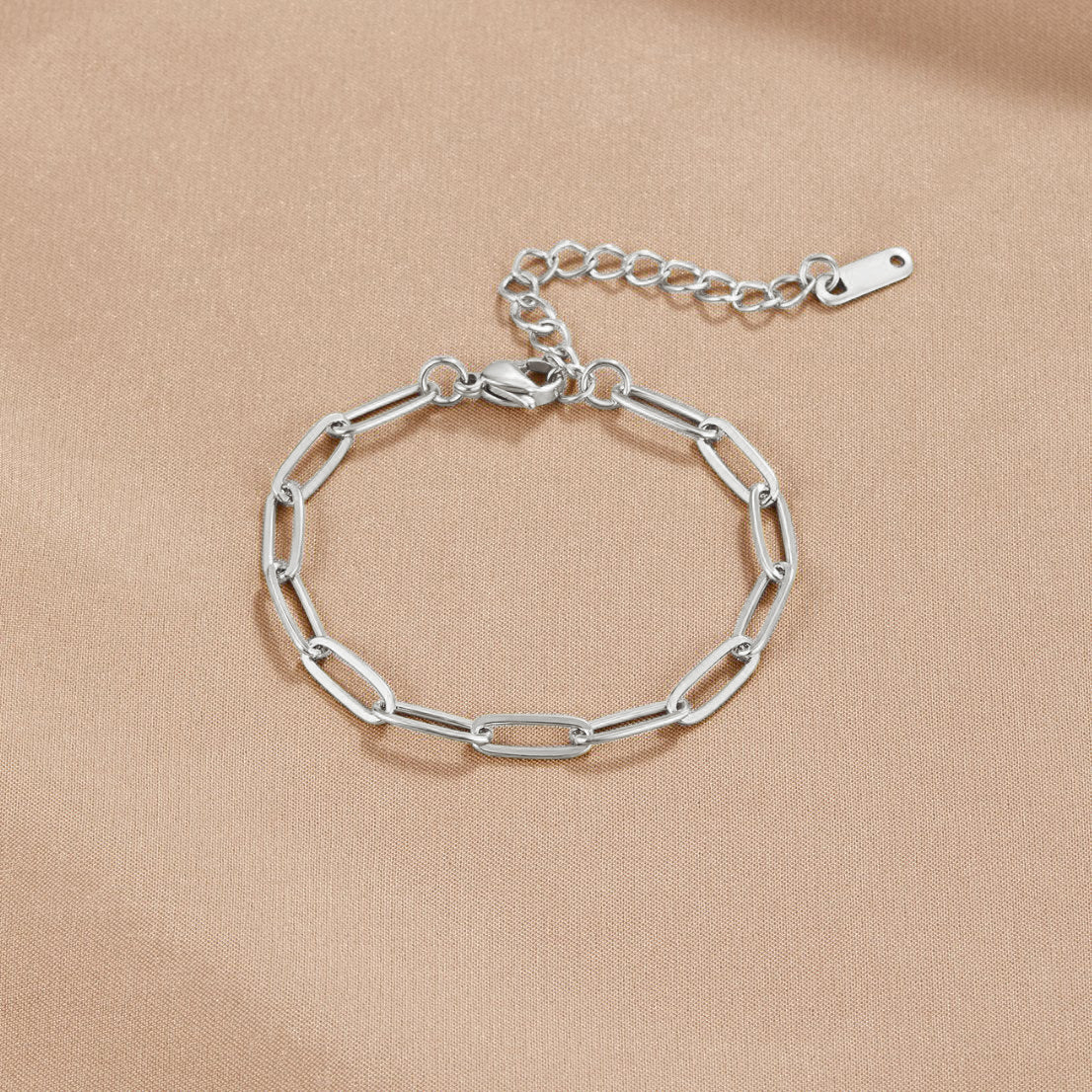 Elongated Paperclip Silver-Tone Bracelet