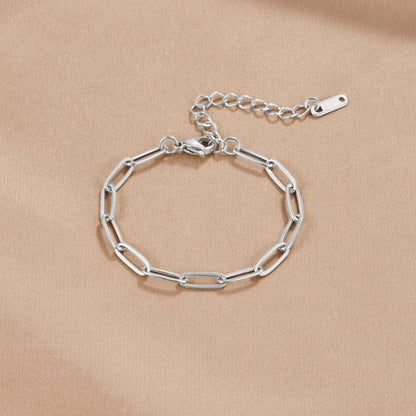 Elongated Paperclip Silver-Tone Bracelet