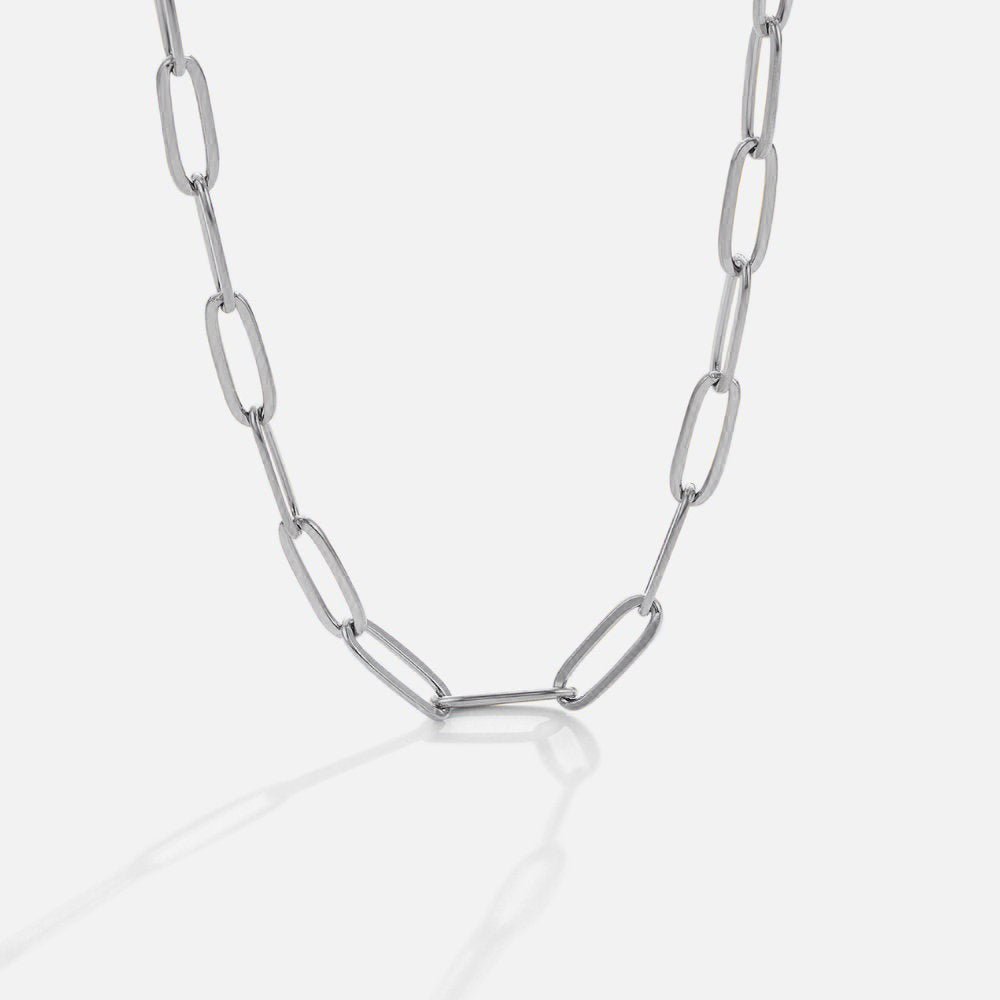 Open Link Silver-Tone Paperclip Necklace