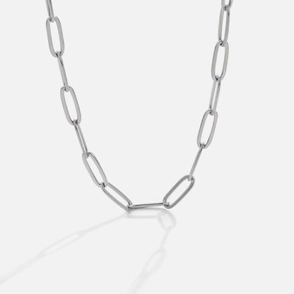 Open Link Silver-Tone Paperclip Necklace
