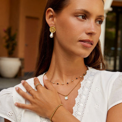 Cream Blossom and Pearl Drop Earrings