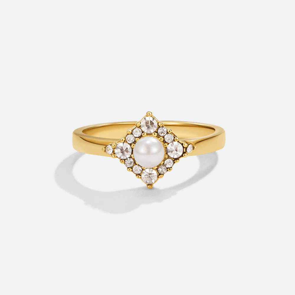 Alternating Pearl and Crystal Eternity Ring