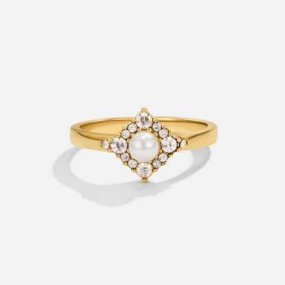 Alternating Pearl and Crystal Eternity Ring