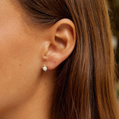Paired Pearl and Crystal Small Stud Earrings