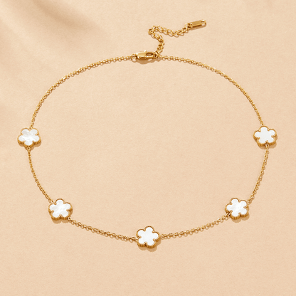 Clover Motif Necklace with Pearl and Shell