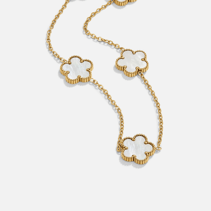 Clover Motif Necklace with Pearl and Shell