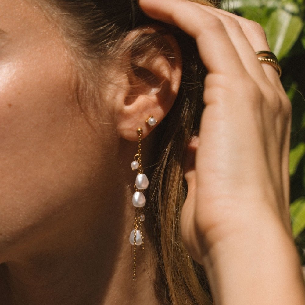 Penelope Slender Pearl Drop Earrings